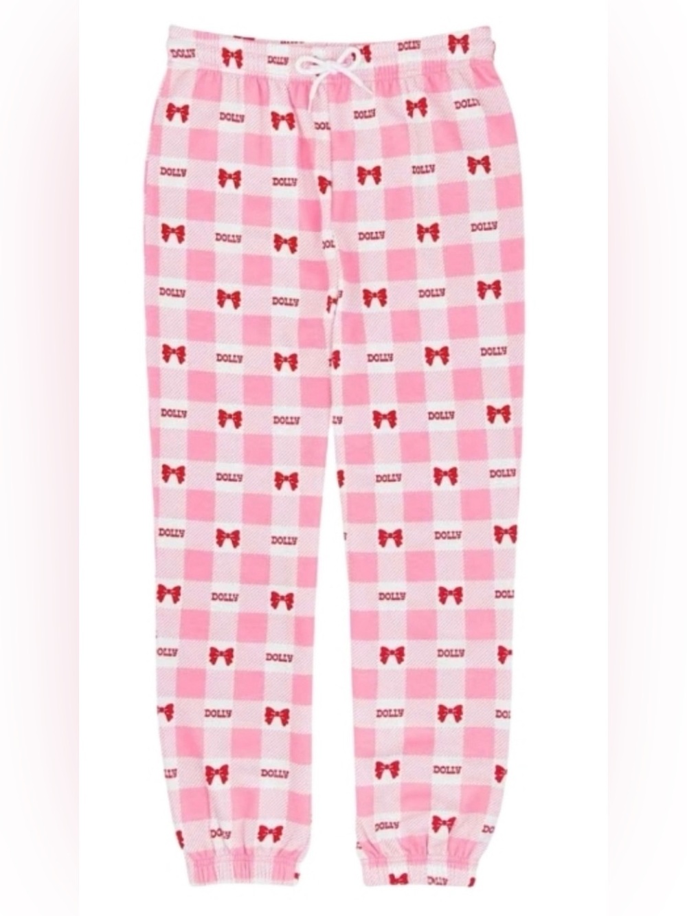 NWT DOLLY PARTON JOGGER/PJ/LOUNGE PANT/BOTTOM WMN 2XL PINK CHECKERED DRAWSTRING